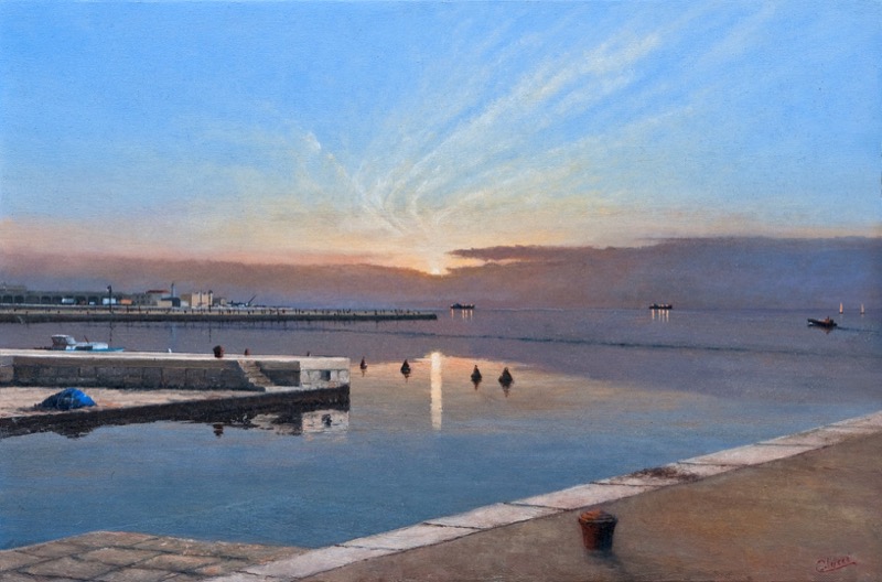 Tramonto sul golfo, 2016 - olio su tela - cm 40x80