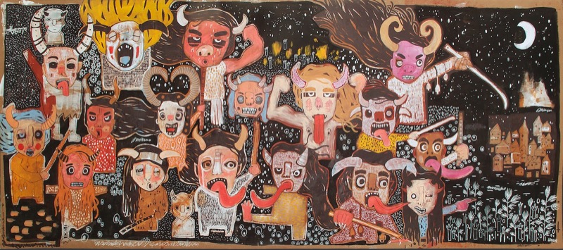 I KRAMPUS DI MASA: DA VENERDI’ 5 DICEMBRE 2014 ALLA TORRE MEDIOEVALE DI TARVISIO E AL MUSEO ANTIQUARIUM DI CAMPOROSSO (TARVISIO) LA MOSTRA DEDICATA DAL GIOVANE PITTORE VENETO ALLE INQUIETANTI E SELVAGGE FIGURE SILVESTRI DELLA TRADIZIONE AUSTRO-TEDESCA. ALTRE OPERE DELL’ARTISTA SARANNO VISIBILI NELLO SPAZIO REPORTER’S DI TARVISIO.