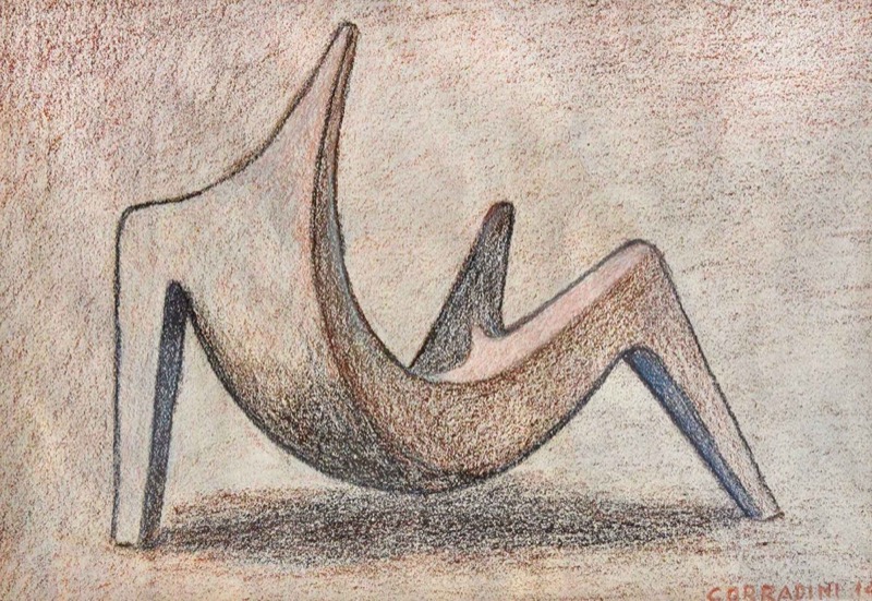 Studio per un bronzetto della serie _I ritmi_, anni 2000 - carboncino e tecnica mista - cm. 50x70