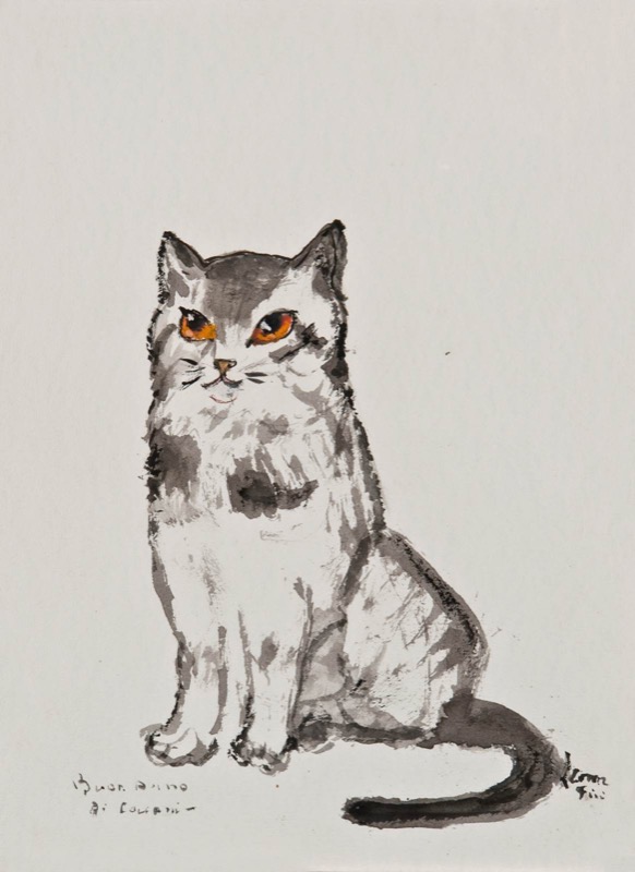 Gatto seduto - acquerello su carta - cm 26x34 (coll. privata)