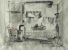 Aldo Bressanutti - Interno con stufa - disegno - cm. 35x45