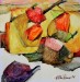 Frutta con susina, 1998 - tecnica mista - cm 15x15