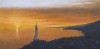 Tramonto sul faro, 2021 - olio su tela - cm 30x60