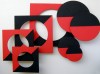 Sergio Bastiani - Quadrati rossi e neri, 2003 - olio su otto element di compensato intelato a dimensioni variabili
