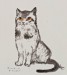 Gatto seduto - acquerello su carta - cm 26x34 (coll. Giorgio Cociani, Trieste)