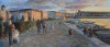 Marina al tramonto - olio su tavola - cm. 63x28