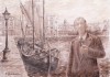 Virgilio Giotti sul molo Audace, 2011 - china e tempera - cm 70x50